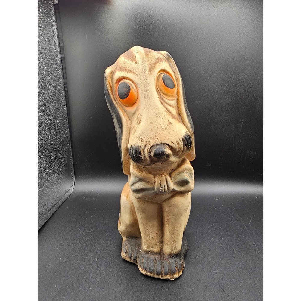 Vintage Chalkware Sad Eye Hound Dog Coin Bank Mid Century Carnival Prize 12 Inch